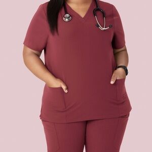 Mandala Women's V-Neck Medical Scrub Set Raisin (both top and bottom)